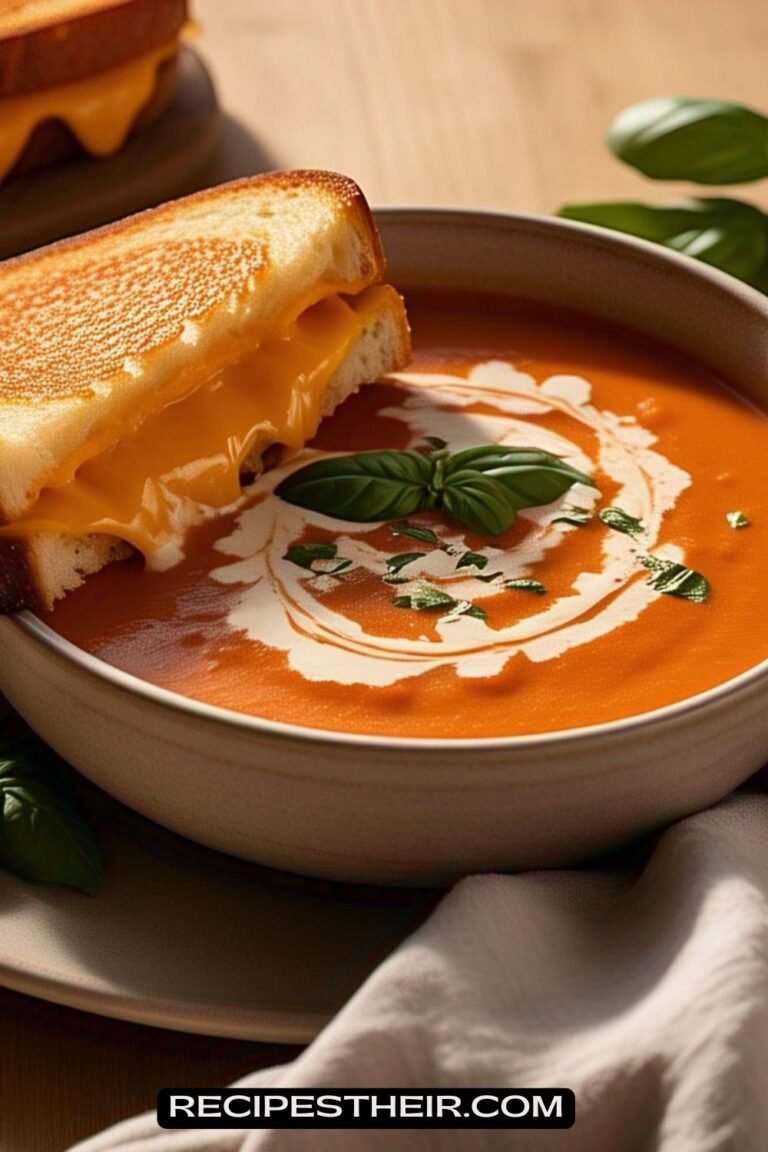 Creamy Tomato Basil Soup with Grilled Cheese