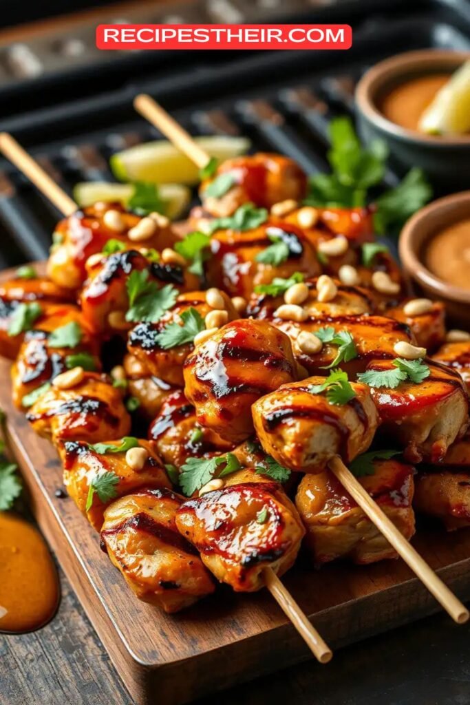 Blackstone Chicken Satay Skewers