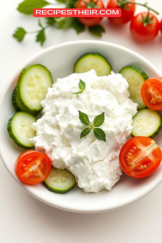 Cottage Cheese with Cucumber and Cherry Tomatoes