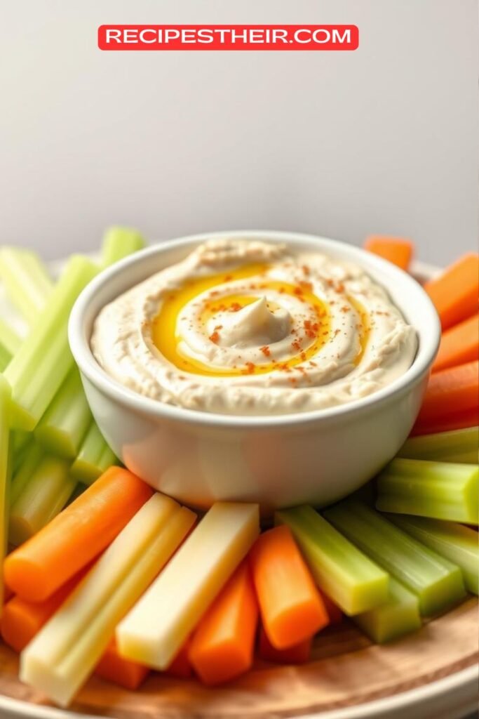 Hummus with Celery and Carrot Sticks
