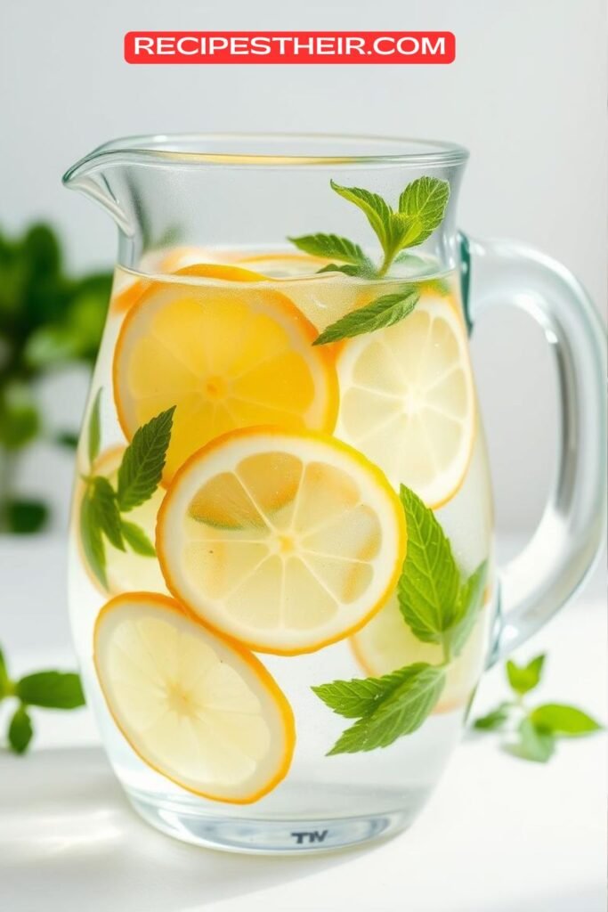Infused Water with Lemon, Cucumber, and Mint