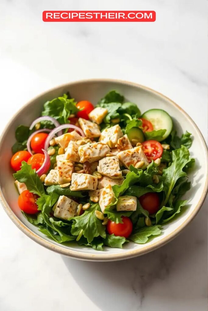 Mixed Greens Salad with Tuna and Pumpkin Seeds