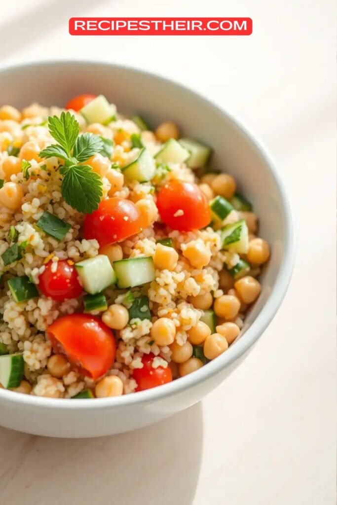 Quinoa Salad with Cucumber, Tomato, and Chickpeas