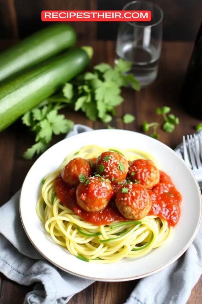 Turkey Meatballs with Zucchini Noodles and Marinara Sauce