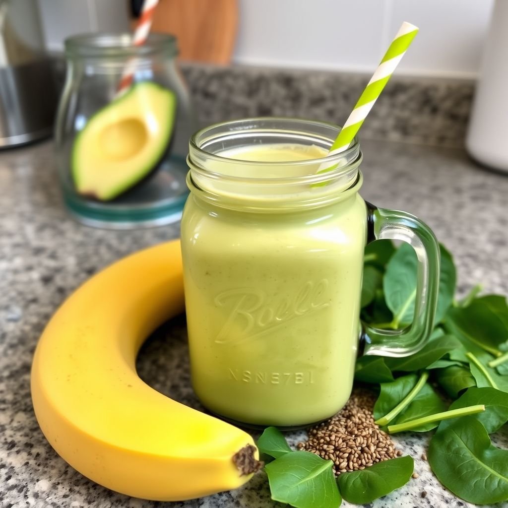 Avocado Smoothie with Spinach and Banana