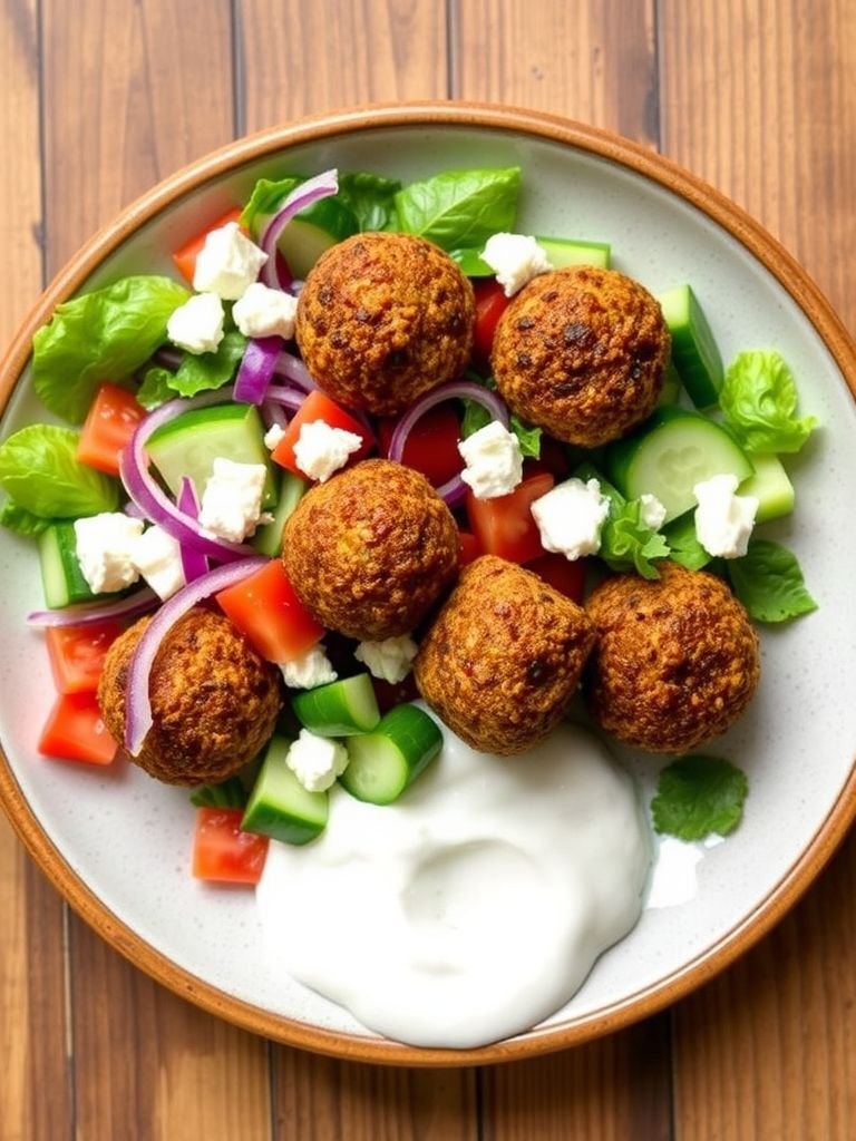 Baked Falafel with Greek Salad