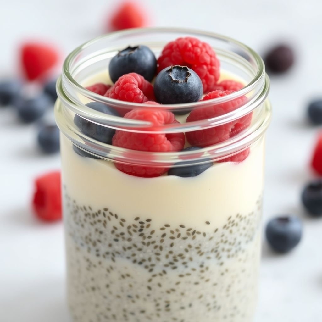 Chia Pudding with Almond Milk and Berries