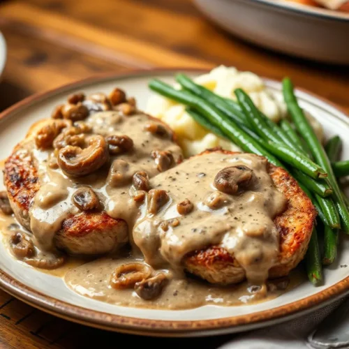 Baked Pork Chops with Creamy Mushroom Sauce