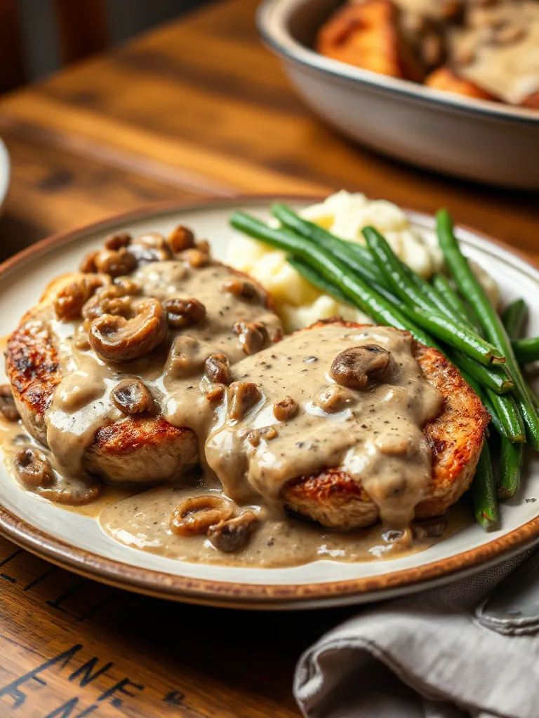 Baked Pork Chops with Creamy Mushroom Sauce