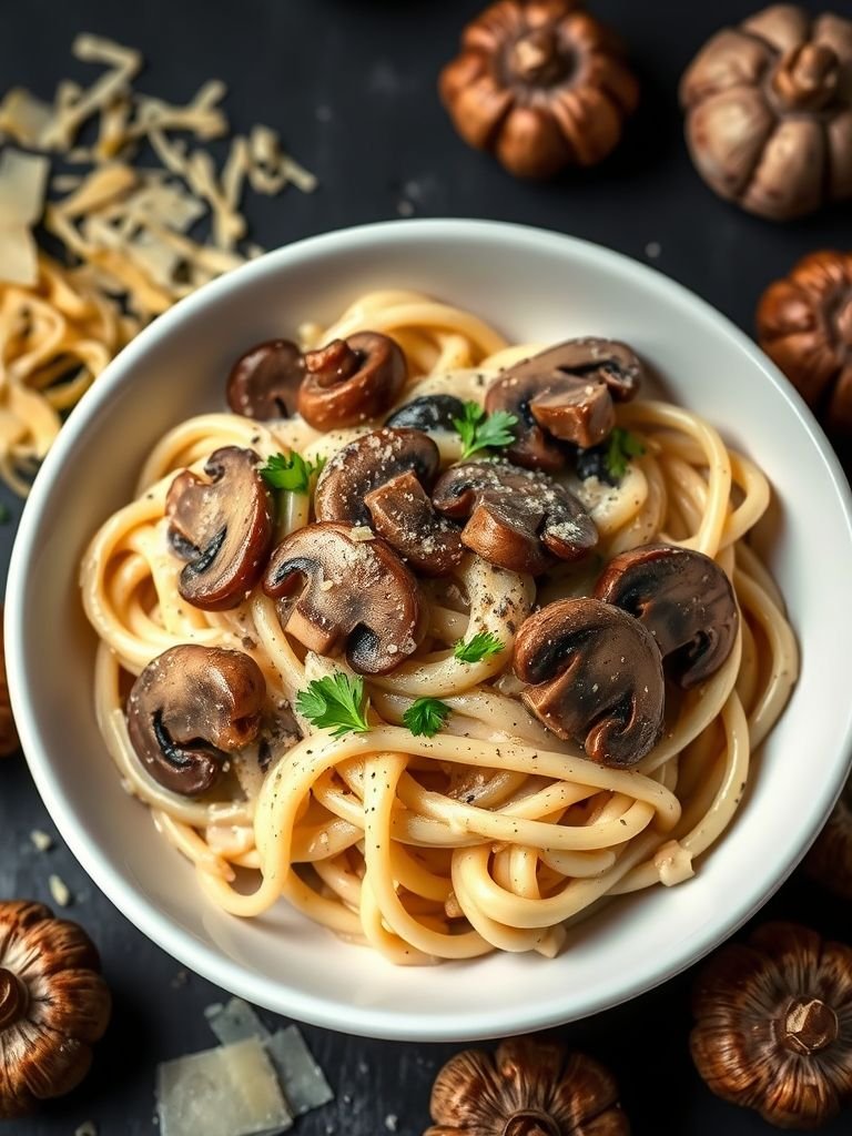 Mushroom Alfredo Linguine