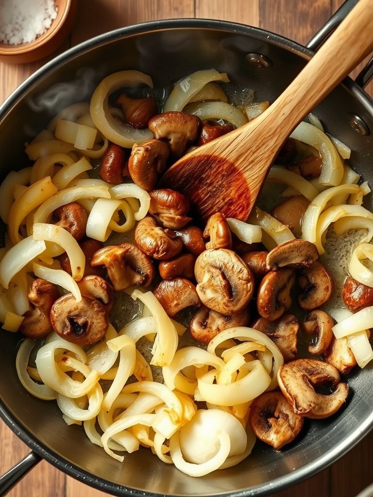 Sauté the Onion and Mushrooms