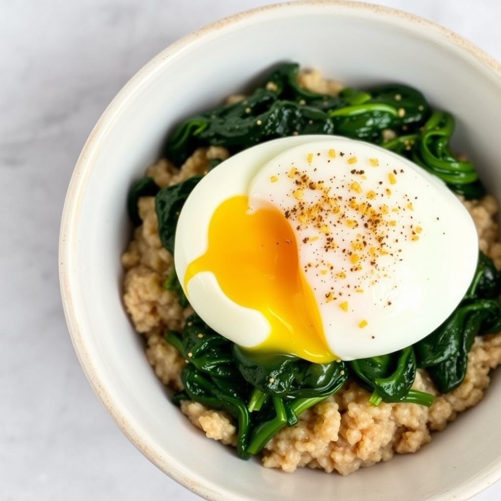 Savory Oatmeal with Eggs and Spinach
