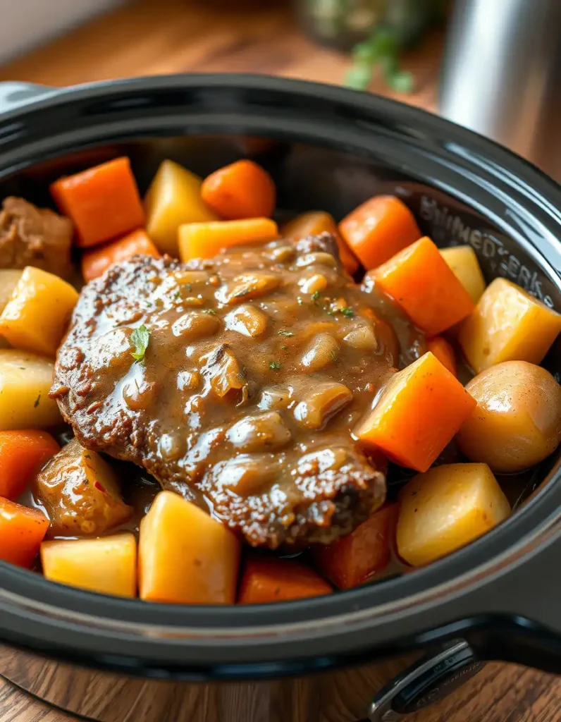Slow Cooker Round Steak and Potatoes