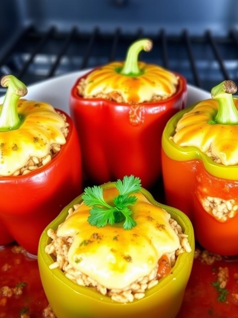 Stuffed Bell Peppers with Brown Rice and Turkey