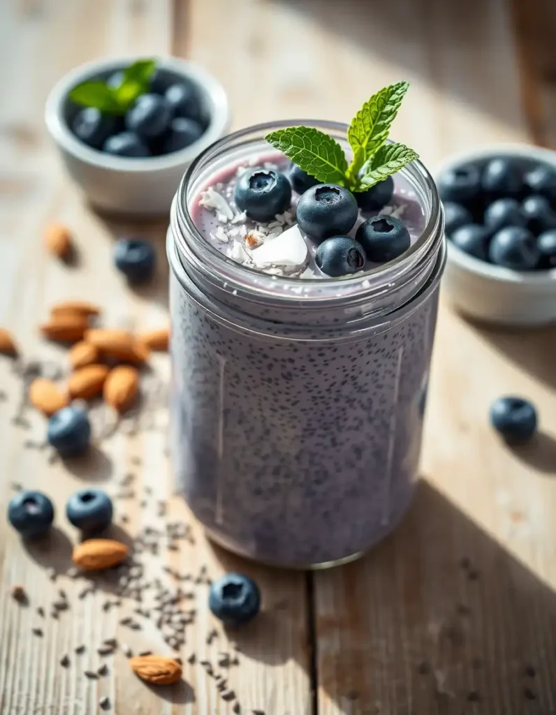Vegan Blueberry Chia Seed Pudding With Almond Milk