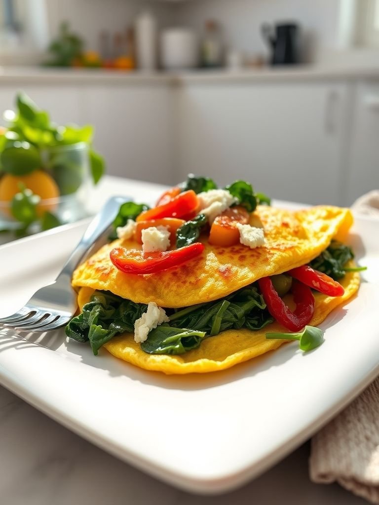 Veggie Omelet with Spinach and Feta