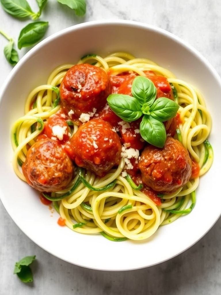 Zucchini Noodles with Turkey Meatballs