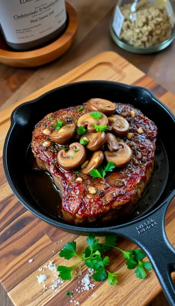 Cast Iron Skillet Steak with Mushrooms