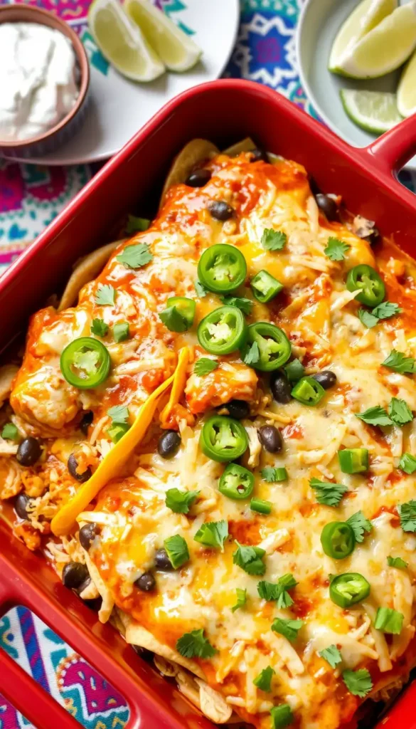 Cheesy Chicken Enchilada Casserole