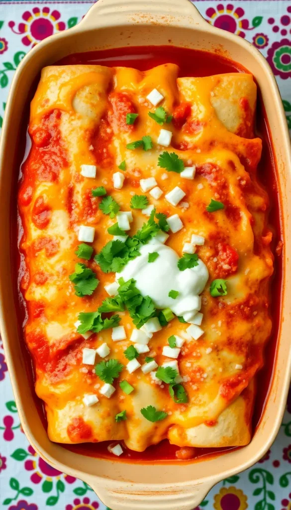 Chicken Enchiladas with Red Sauce