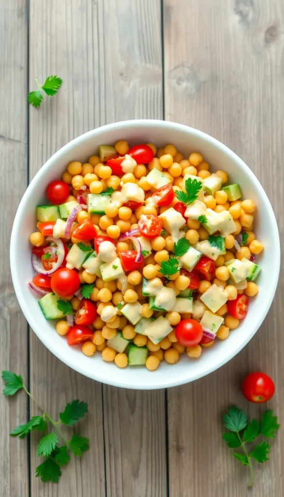 Chickpea Salad with Lemon Tahini Dressing (Lunch)