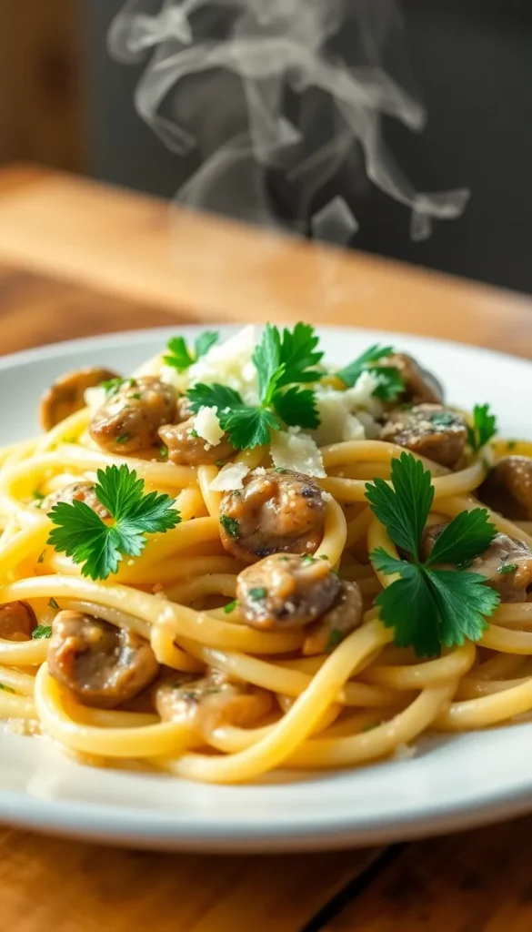 Creamy Garlic Mushroom Pasta