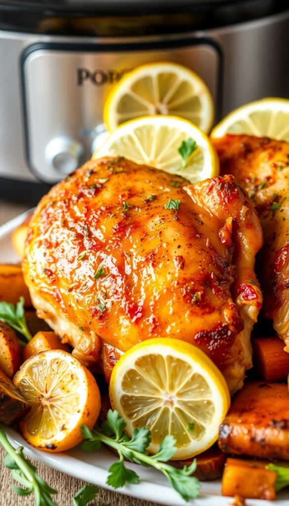 Crockpot Lemon Garlic Chicken