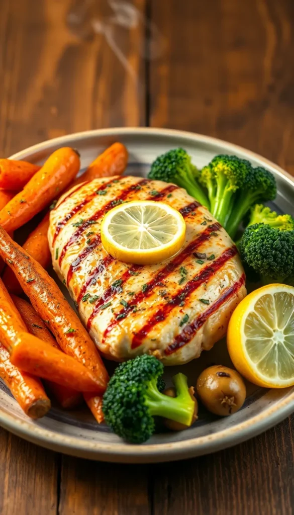 Grilled Lemon Herb Chicken with Roasted Veggies