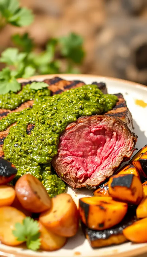 Grilled New York Strip with Chimichurri Sauce