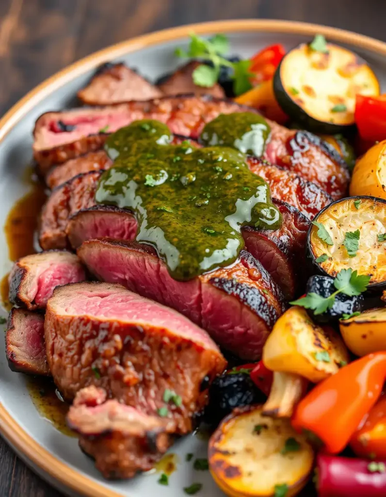 Grilled Steak with Roasted Veggie Medley
