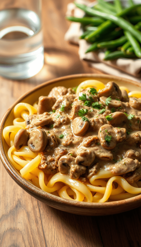 Ingredients for Beef Stroganoff with Ground Beef