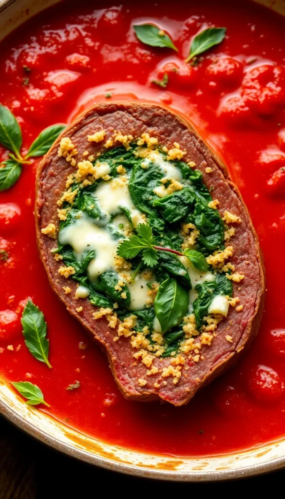 Italian Stuffed Top Round Steak Rolls
