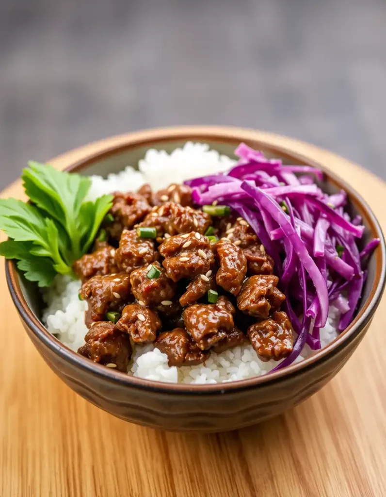 Korean Beef Bowls with Cabbage Slaw