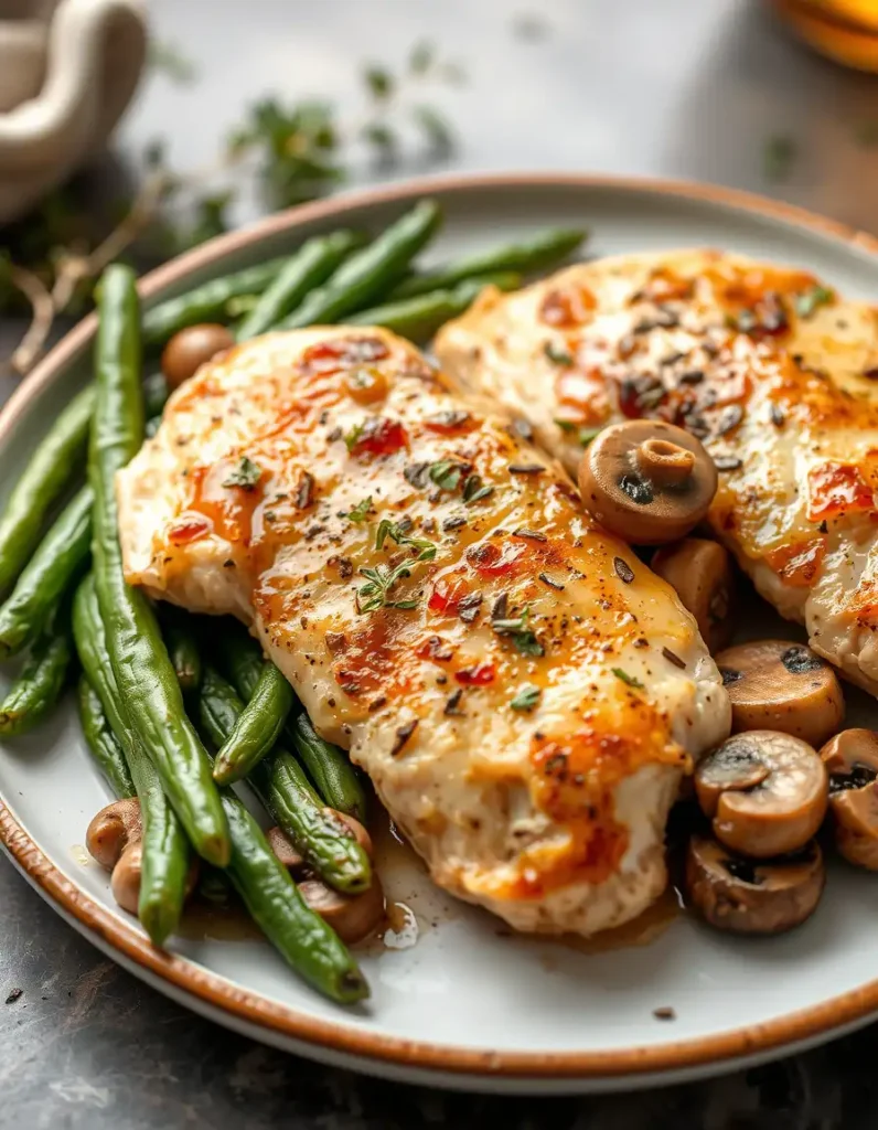 Lemon Garlic Chicken with Green Beans and Mushrooms