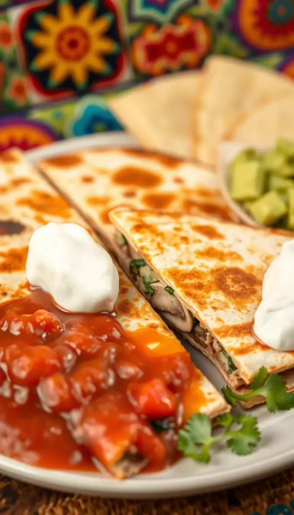 Mushroom and Spinach Quesadillas