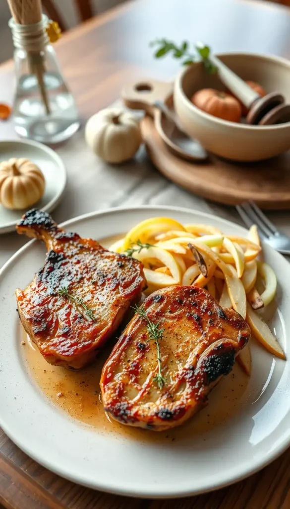 Pan-Seared Pork Chops with Apple Slaw