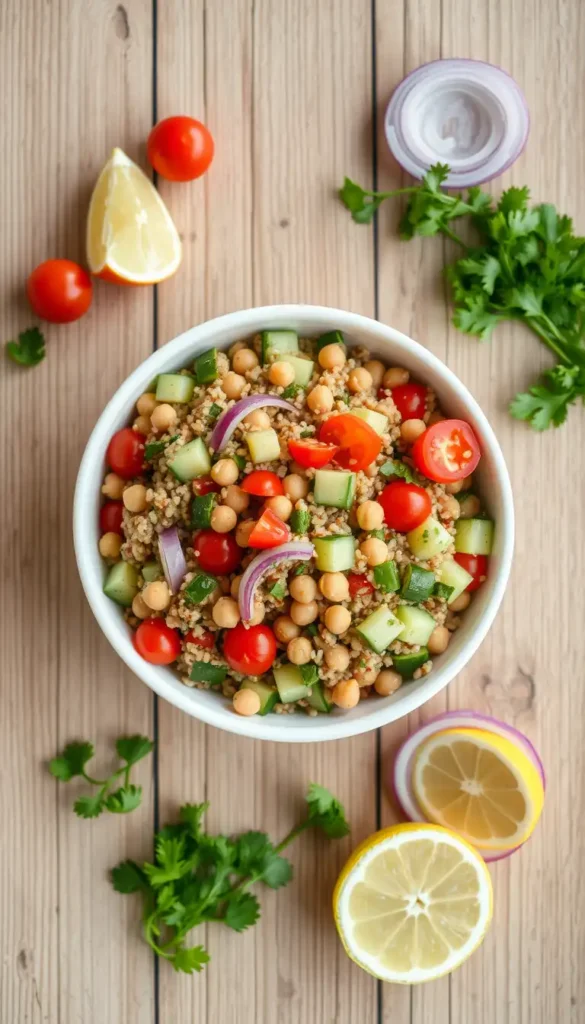 Quinoa Chickpea Salad with Lemon Vinaigrette