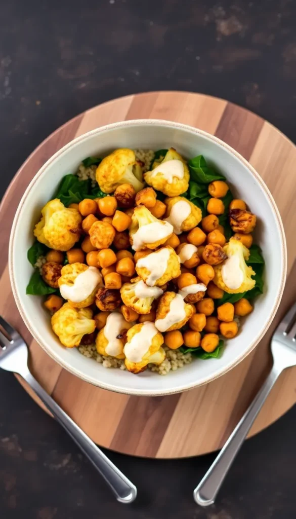 Roasted Cauliflower and Chickpea Bowl