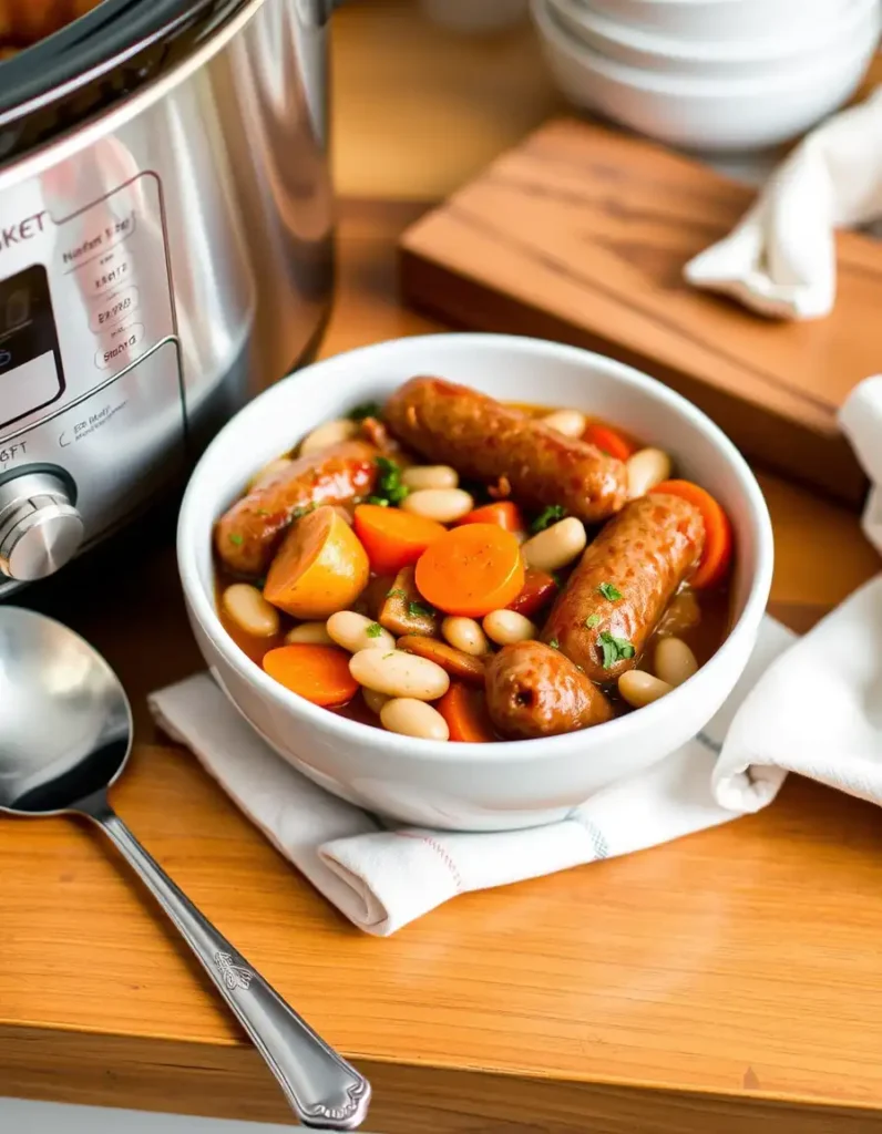 Slow Cooker Sausage and Beans