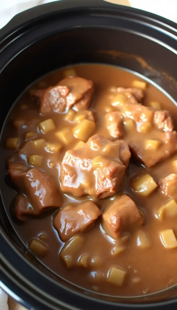 Slow Cooker Top Round Steak with Onions and Gravy