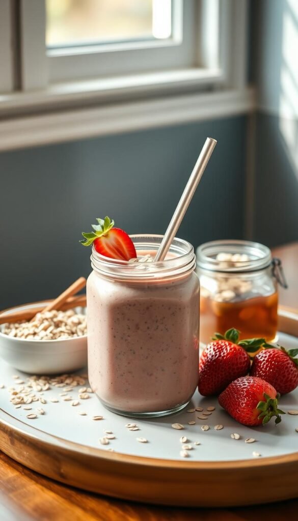 Strawberry Oatmeal Breakfast Smoothie