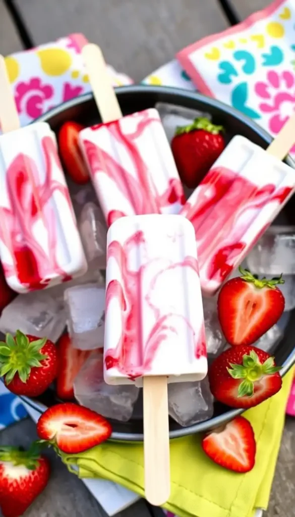 Strawberry Yogurt Popsicles