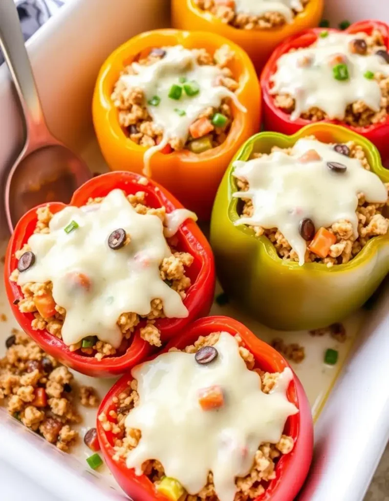 Stuffed Bell Peppers with Ground Turkey and Veggies