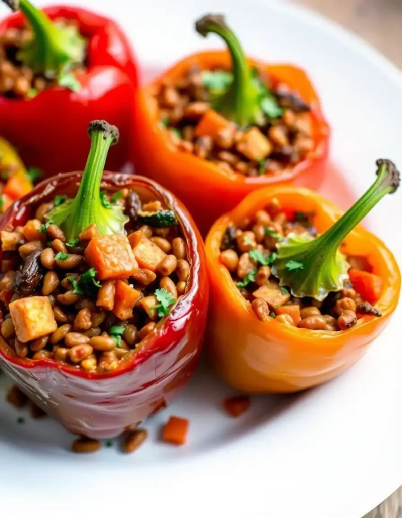Stuffed Bell Peppers with Lentils and Veggies