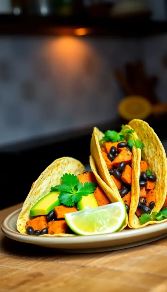 Sweet Potato Black Bean Tacos (Dinner)
