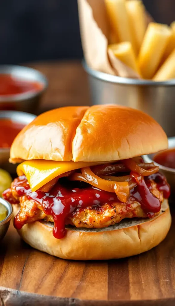 BBQ Grilled Chicken Sandwich with Caramelized Onions