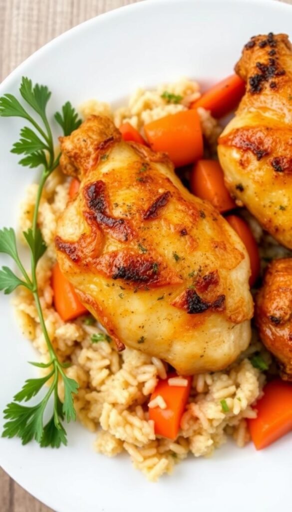 Baked Chicken and Rice with Vegetables