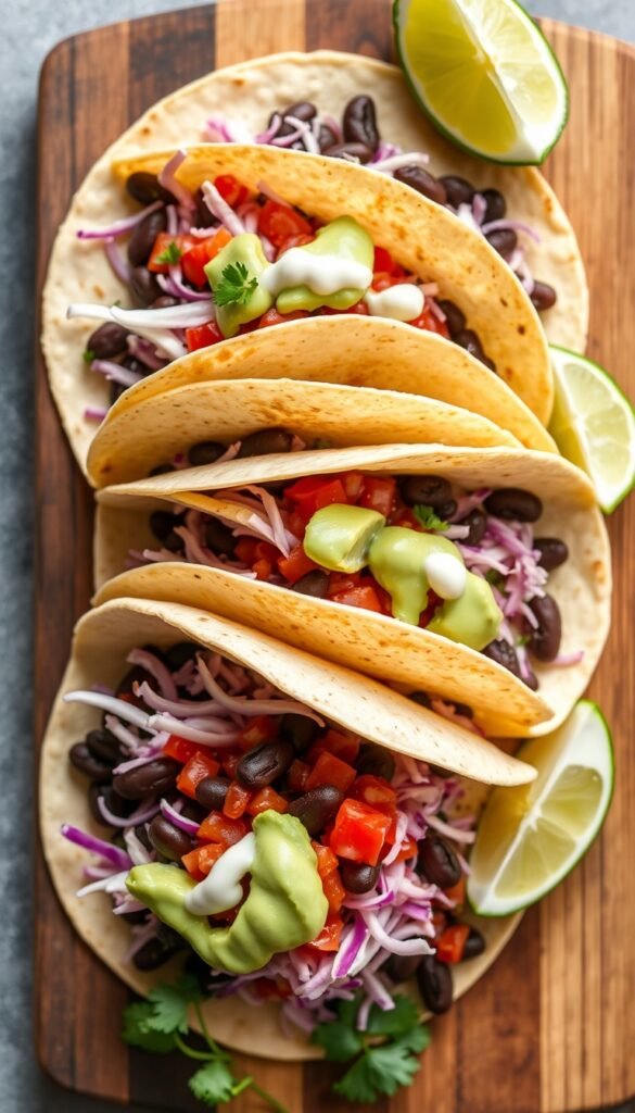 Black Bean Tacos with Avocado Crema