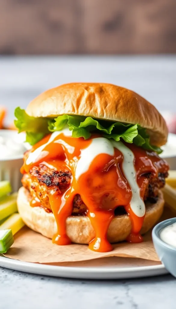 Buffalo Grilled Chicken Sandwich with Blue Cheese
