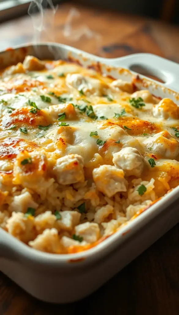 Cheesy Garlic Chicken and Rice Casserole